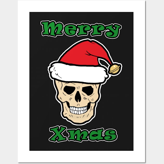 Merry Xmas Skull Wall Art by headrubble